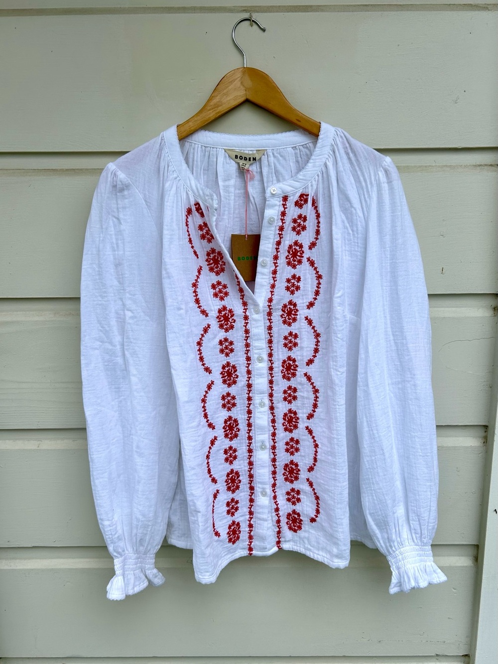 Boden Evie Double Cloth Embroidered Blouse